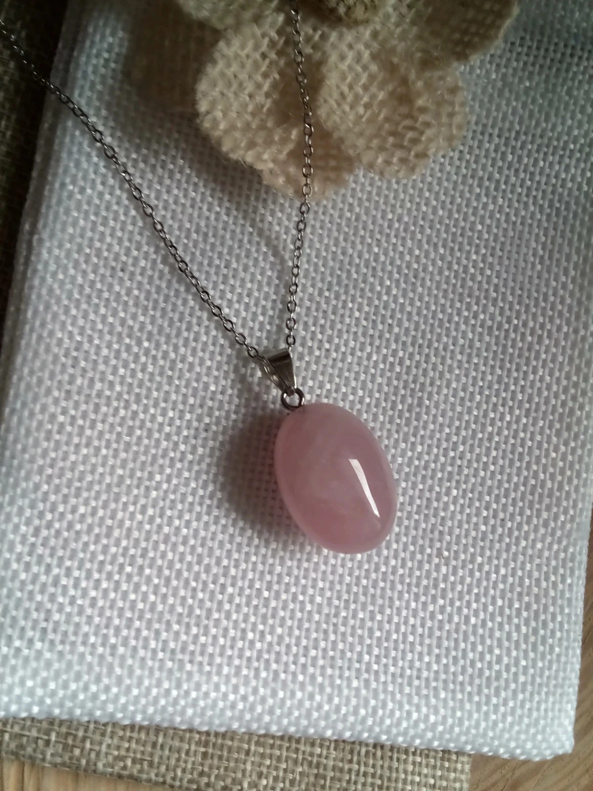 Collier bohème pierre de quartz rose naturelle – photo 3